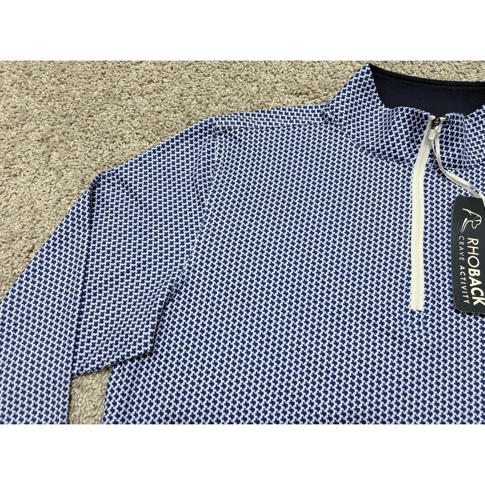Rhoback 1/4 Q-Zip Performance Pullover Dont Mess Texas AOP Blue White Mens Small - Picture 5 of 16